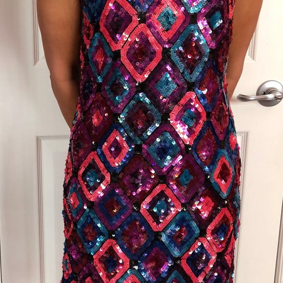 Trina Turk multi colored sequin dress size 4 - Picture 3 of 7